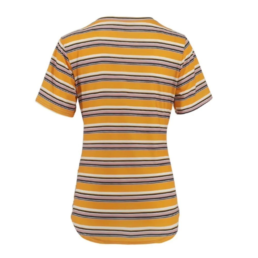ENXI Striped Maternity Nursing T Shirt O Neck Summer Casual T-shirt Clothes For Pregnant Women Pregnancy Feeding Tee Top