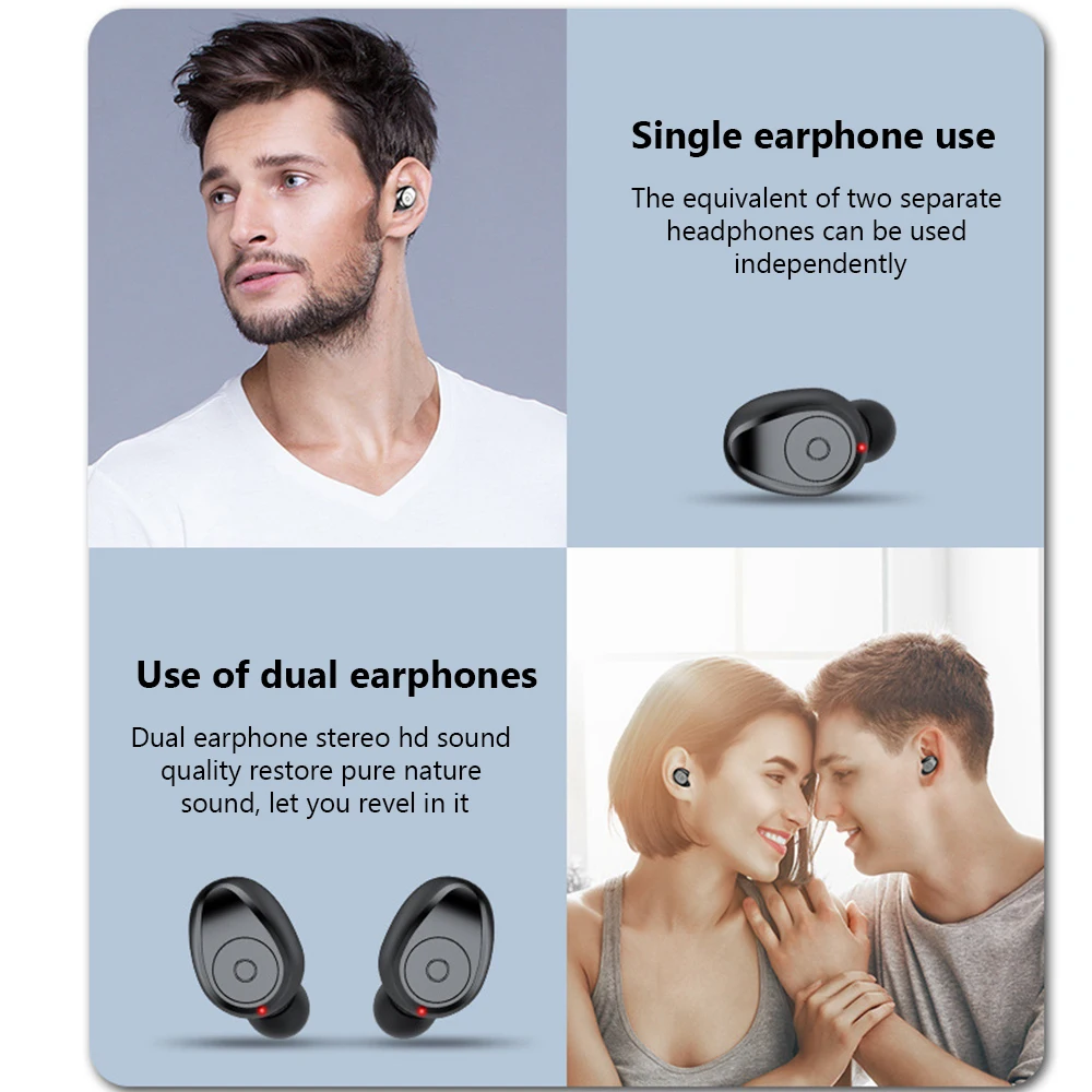 Беспроводные наушники Bluetooth 5,0, спортивные водонепроницаемые наушники с громкой связью F9 TWS, гарнитура с внешним аккумулятором 2000 мАч