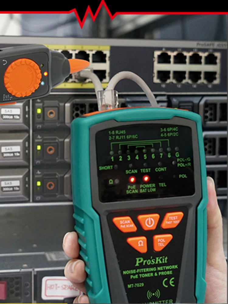 Светодиодный индикатор анти помех кабель трекер Pro'sKit MT 7029 C для витой пары