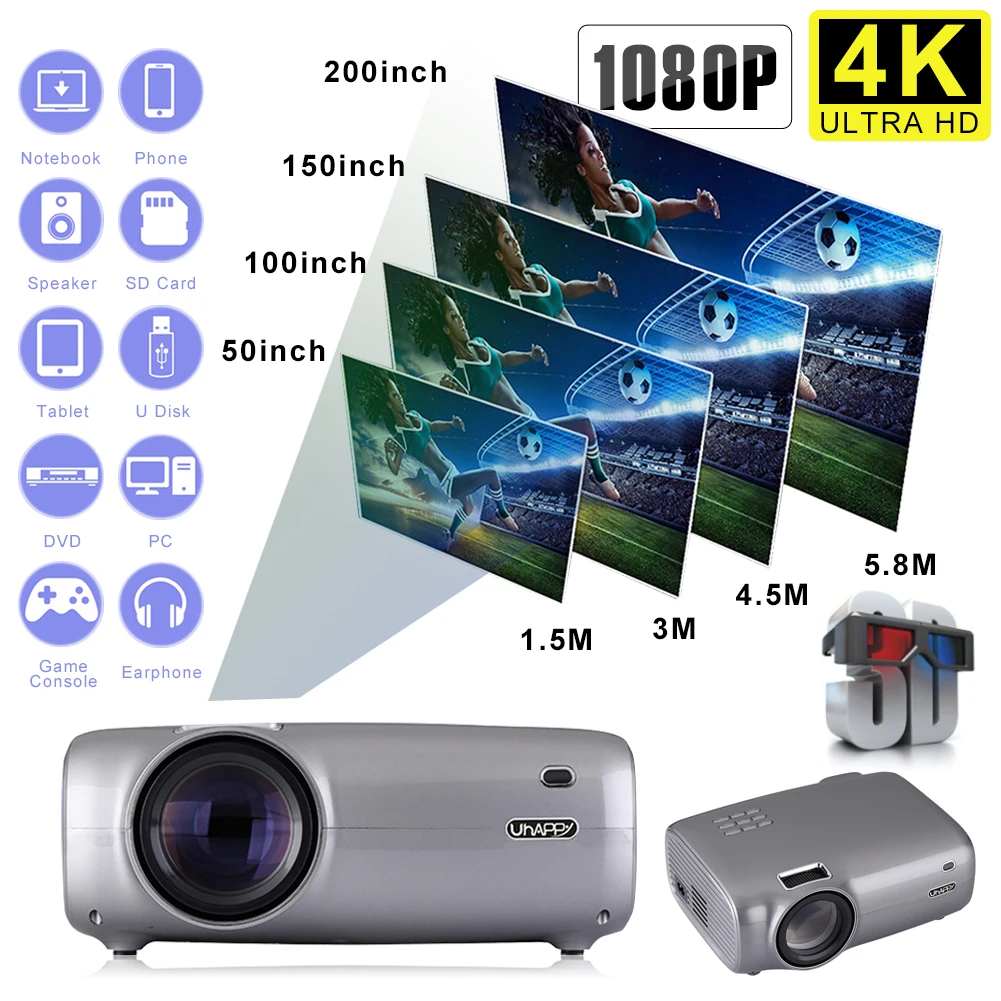 

HD Mini Projector Native Infrared Control 1280 x 720P LED Android WiFi Projector Video Home Cinema 3D HDMI AVI Movie Projector