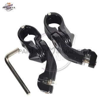 

Black 1-1/4" 32mm Motorcycle Short Angled Adjustable Highway Footpeg Foot Rest Mount Kit Case for Harley Davidson