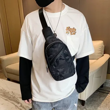 

Camouflage canvas casual chest bag men's messenger wild tide brand personality chest bag multifunctional shoulder bag