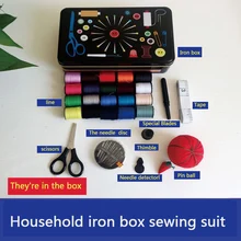 Бытовая швейная коробка для рукоделия, отделочная коробка для инструментов, ножницы для ленты, измерительная игла, 20 цветов, набор катушек