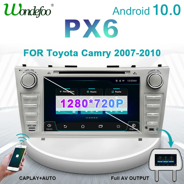 Wondefoo PX6 carplay 2 DIN Android 10 car radio For Toyota Camry 2007 2008 2009 2010 GPS navigation auto audio stereo dvd player