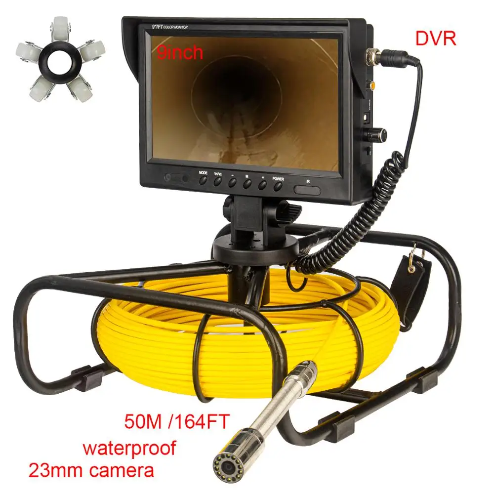 1080P Pipe Camera, Sewer Camera 50M/165ft Cable Pipe Inspection Camera with DVR Recorder Video System 9 Inch TFT LCD Monitor