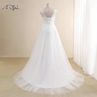 Modest V-neck Cap Sleeves Wedding Dresses Plus Size Customized A Line Bridal Gowns Tulle Lace Applique Robe De Mariee Customized 2
