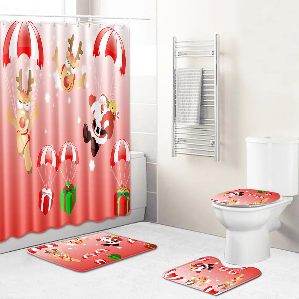 Zeegle Merry Christmas занавеска для душа, занавеска для ванной комнаты, Впитывающий Коврик для туалета, коврик для ног, моющийся коврик для ванной комнаты, нескользящий коврик для ванной