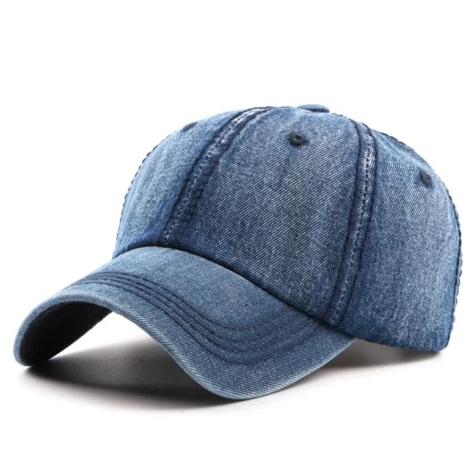

CEQING003 Women Plaind Blue Denim Baseball Caps Men Solid 100% Washed Cotton Snapback Hat Gorros Dad Hat