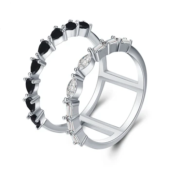 

SODROV Solid 925 Sterling Silver Jewelry Black Spinel Finger Ring Elegant Water-Drop Wedding Rings for Women G045