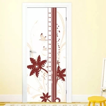 

3D Self Adhesive Diy Art Red Flowers Decal Sticker Home Door Decoration Renovation PVC Wallpaper Print Picture for Living Room