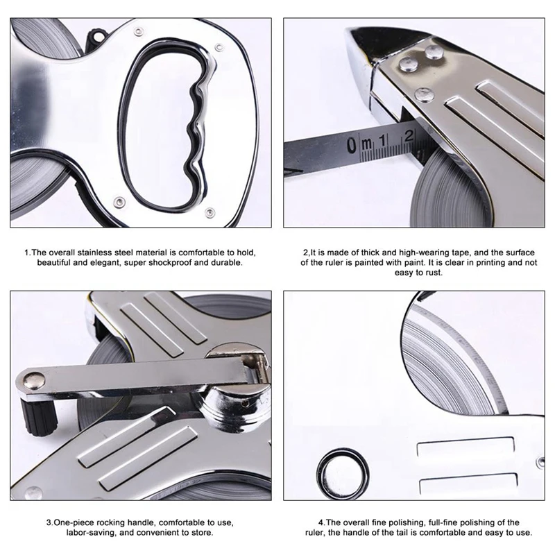 Метрическая 30 м портативная полка из нержавеющей стали линейка толстая и Прочная рукоятка стальная рама Линейка Рулетка