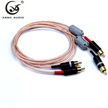 xssh Hifi 2pcs RCA to RCA Hi end I OFC pure copper silver mixed Teflon Headphone the power amplifieAudio Wire Cord Aux Cable