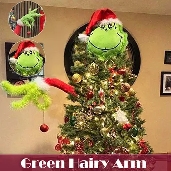 

Furry Green Grinch Arm Ornament Holder for The Christmas Tree for Christmas Home Party Free shipping