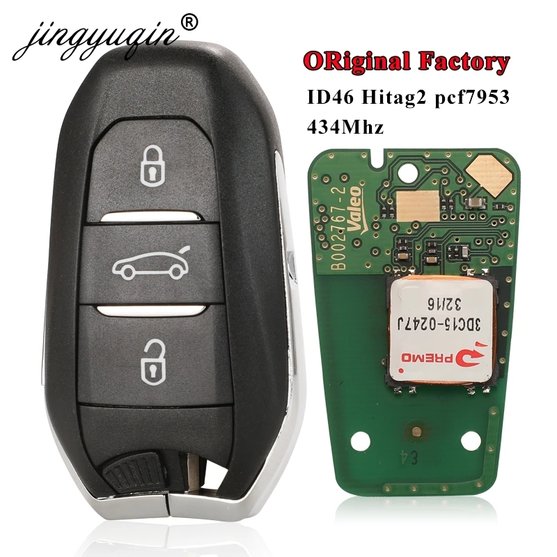 JINGYUQIN FOR CITROEN DS4 DS5 433MHZ 4A-HITAG-AES ID46 HITAG2 CHIP SMART KEYLESS GO VA2 HU83 REMOTE KEY 3BTN ORIGINAL FACTORY
