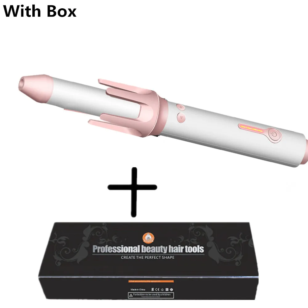 pink with box Автоматическая Плойка для волос, профессиональные керамические щипцы для завивки волос, электрическая палочка для волос, щипцы для завивки, быстрый нагрев, вьющиеся волосы, инструменты - Цвет: pink with box