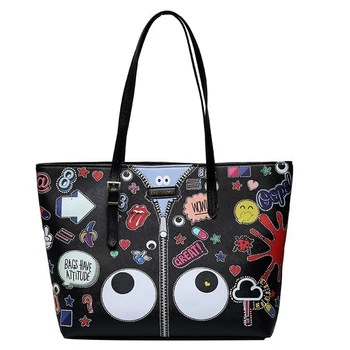 

Streetwear Hip-hop Print Pattern Young Fashion Female Tote Bag Large Capacity Niche Personality Designer Shoulder Bags for Women