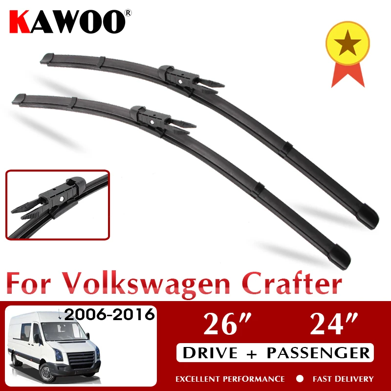 KAWOO For Volkswagen Crafter Car Rubber Wipers Blades Fit Pinch Tab Arm 2006 2007 2008 2009 2010 2011 2012 2013 2014 2015 2016 | Автомобили