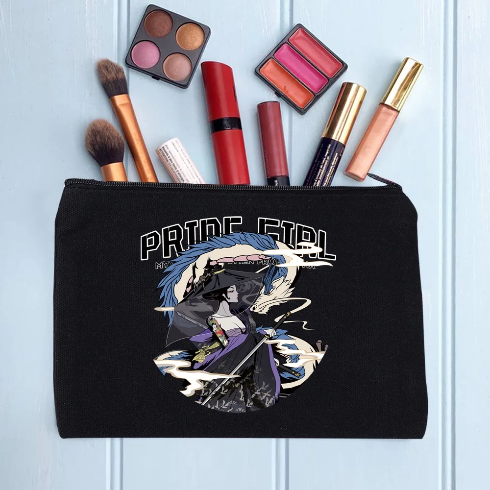 Casual Women's Cosmetic Bag Zipper Makeup Bag Female Handbags Black Pencil Cases Female Cosmetic Cases