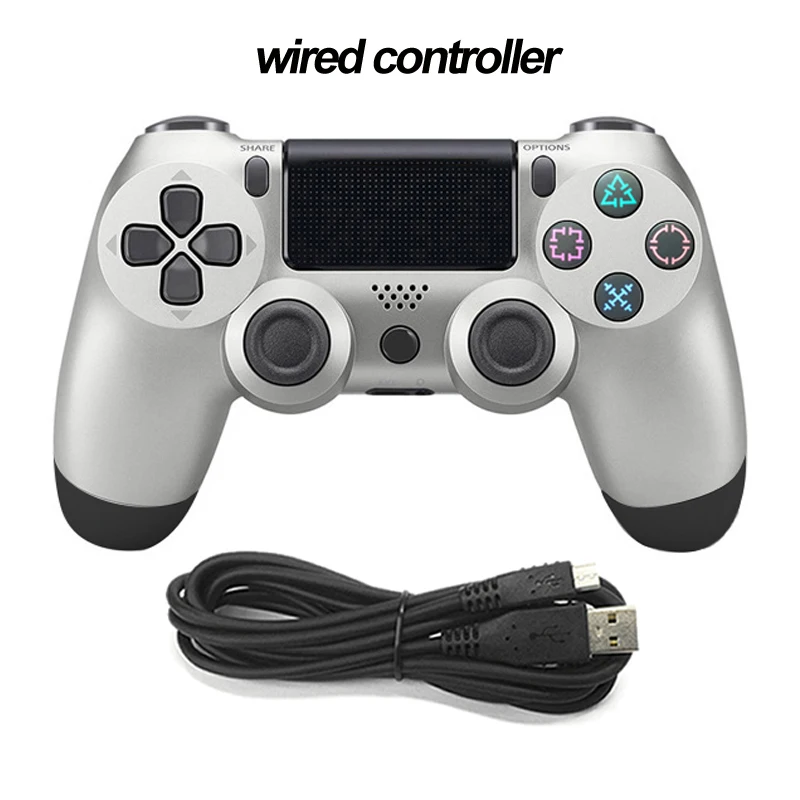 wired Silver Bluetooth беспроводной/проводной джойстик для PS4 контроллер подходит для mando ps4 консоль для Playstation Dualshock 4 геймпад для PS3 - Цвет: wired Silver