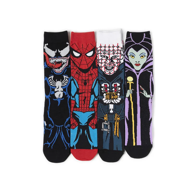Удобные хлопковые носки для мужчин с героями мультфильма «Веном Марвел», «супергерой», «Человек-паук», дышащие спортивные носки, calcetines hombre