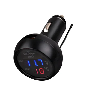 

Three In One Multi-function Car Voltmeter, On-board Thermometer,B Mobile Phone Charger