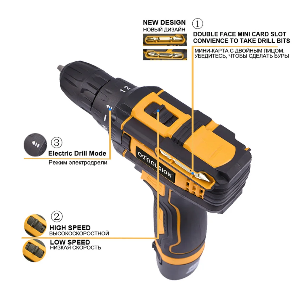 16.8V Cordless Screwdriver Variable Speed Electric Screwdriver Power Drill Electric Drill Driver Rechargeable Drill Accessories (3)