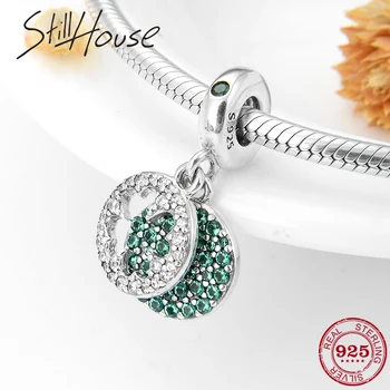 

Leading success Anything is Possible 925 Sterling Silver Green CZ Charms Fit Original Bracelet European Women DIY Jewelry