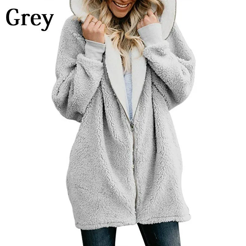 

Hot Selling Europe And America WOMEN'S Coat Autumn And Winter New Style Lambs Wool Zipper Cardigan Warm Coat Plush Hoodie