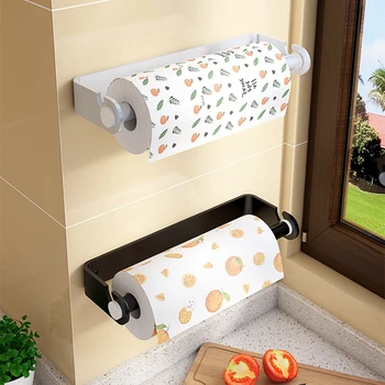 Pellicola trasparente Accessori da cucina neri Porta asciugamani di carta Porta rotolo di carta da bagno Dispenser in argento Forniture da cucina 1