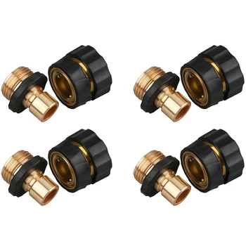 

4Pairs Universal Garden Hose Quick Connect Kit Set Brass Hose Tap Adapter Connector Garden Watering Tool
