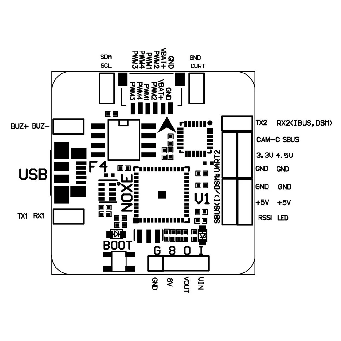 JMT Улучшенный Контроллер полета Betaflight F4 NOXE V1 BEC 20x20 мм AIO OSD для радиоуправляемого