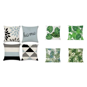 

8Pcs Plant Cushion Cover Tropical Tree Green Throw Pillow Cover Palm Leaf Decorative Pillows Flower Cushion Cover 45X45Cm, 4Pcs