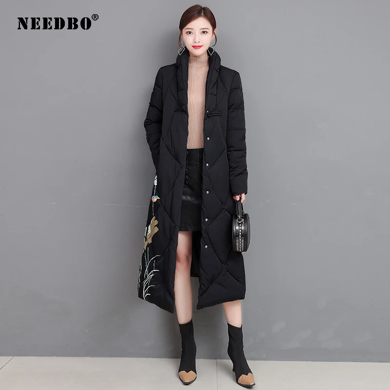 Winter Jacket Women Long Parka Chinese Style Oversize Woman Coats Puffer Jackets Padded Mujer Thicken Outerwear | Женская одежда