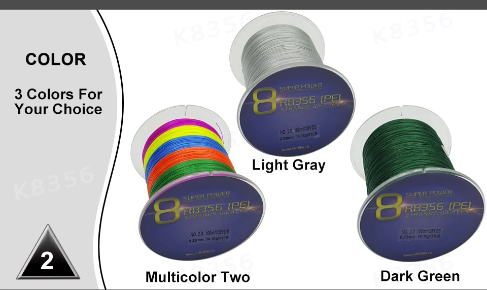 K8356 100M109Yards 8 Stands PE Line Braided Fishing Line 100% PE Multifilament Fishing Line Super Strong High Quality 22-78LB (10)