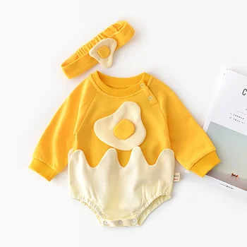 

Baby Girls Boys Summer Spring Long Sleeve Rompers Cotton Cartoon Letter Print Cute One-Pieces Jumpsuit +Hairband Sets Clothes
