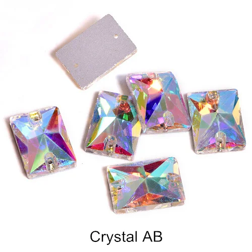 Crystal AB 16 цветов 2 размера Прямоугольные Стеклянные пришивные стразы из горного хрусталя с плоской задней стороной для шитья камней Сделай Сам одежда украшения Y3255 - Цвет: Crystal AB