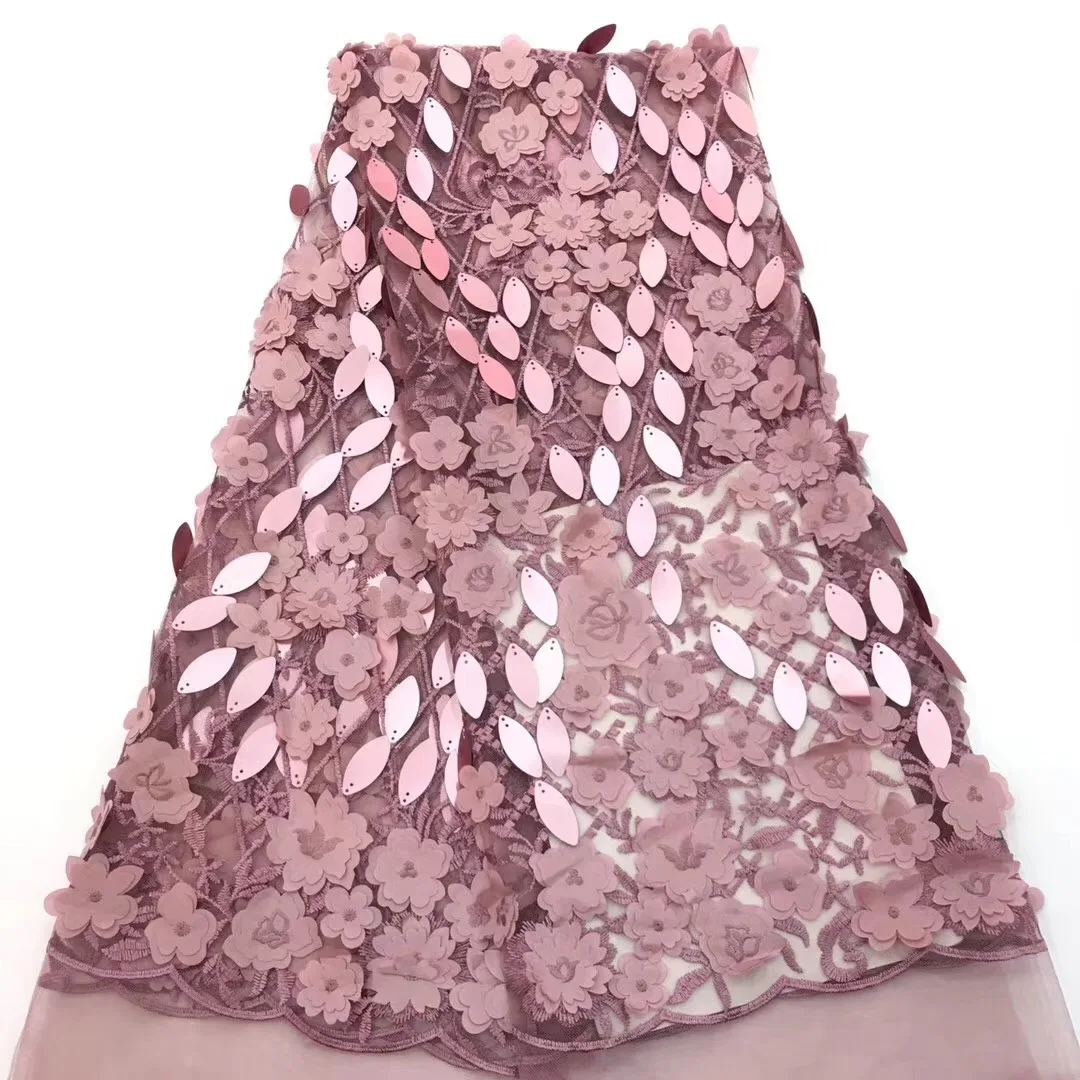 Latest African Laces 2018 Pink Sequins Lace Fabric 3d Embroidery French Wedding For Nigerian Dress CD29081 | Дом и сад