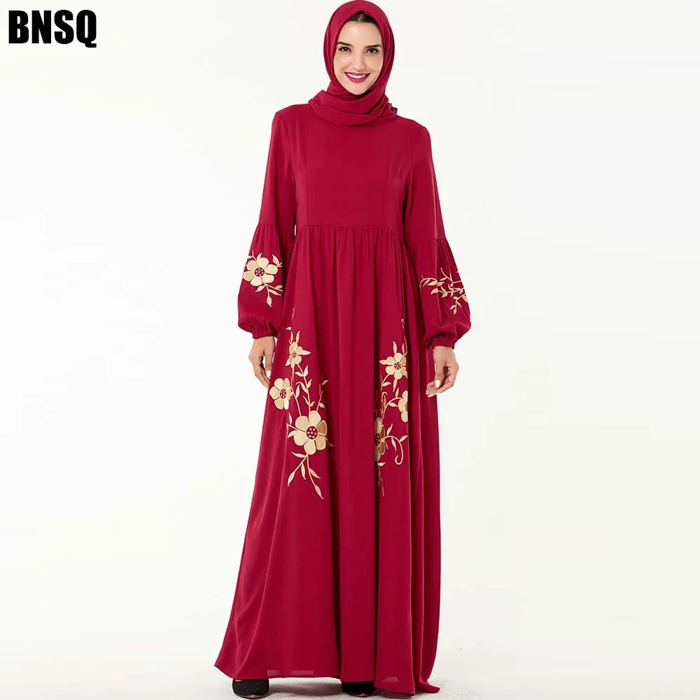 BNSQ мусульманское платье кафтан абайя одежда Jilbab вышивка Макси индейка