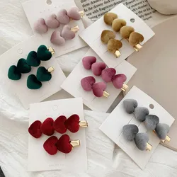 Fashion velvet love hair clip ins sweet bangs clip hairpin female autumn and winter side clip for Girls Women's Hair Accessories