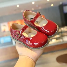 Zapatos de cuero para niñas, zapatillas planas de Color sólido con perlas, de princesa, SMG145, novedad de Primavera de 2022