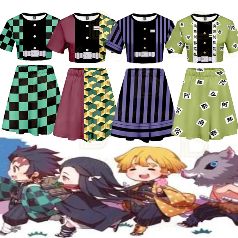 Manga Demon Slayer Kimetsu No Yaiba костюм женский топ шорты спортивные костюмы Kamado Nezuko для бега