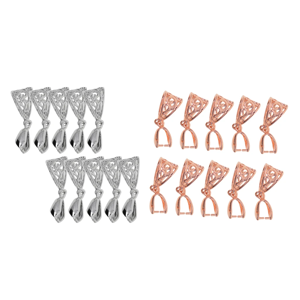 10 pcs Filigree Flower Brass Clip Pinch Bails .26x9x7mm for Crystals Pendants Jewelry Findings with Filigree Flower Connector