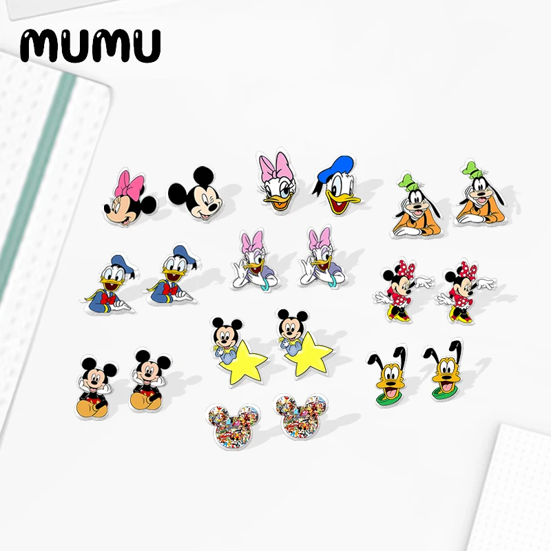 Новые серьги-гвоздики Disney Микки и Минни Милые акриловые серьги с Маусом 2021