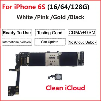 

Original Motherboard For iPhone 6S With Touch ID Unlocked iCloud Clean IMEI IOS Gold White Black Logic Board 16GB 64GB 32GB