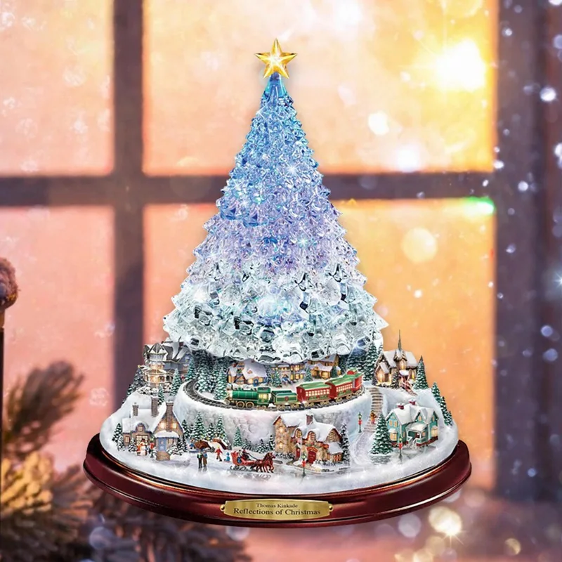 

Christmas Tree Rotating Sculpture Train Decorations Paste Window Paste Stickers Kerst Decoratie Doll Hang Decorations Navidad