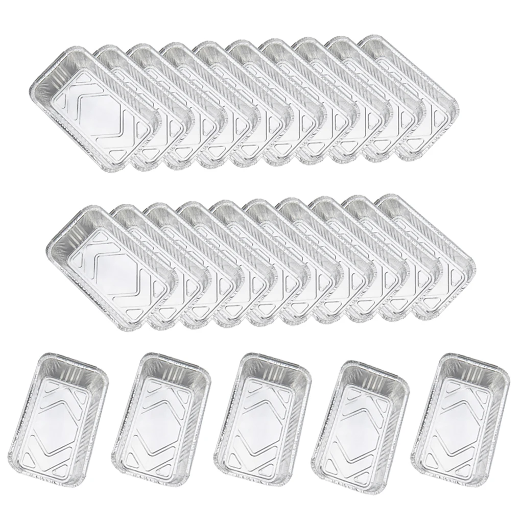 25pcs Disposable Tinfoil Rectangular Cake Plate Barbecue BBQ Grilling Tray