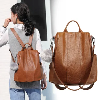 

Women's Leather Bags Backpack 2020 New Style Large-Volume Diaper Bag Casual Travel STUDENT'S Backpack