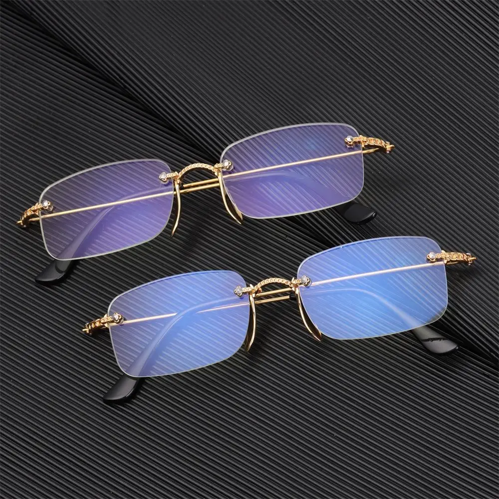 1pc Diamondcut Reading Glasses Frameless Antiuv Blue Rays Presbyopia