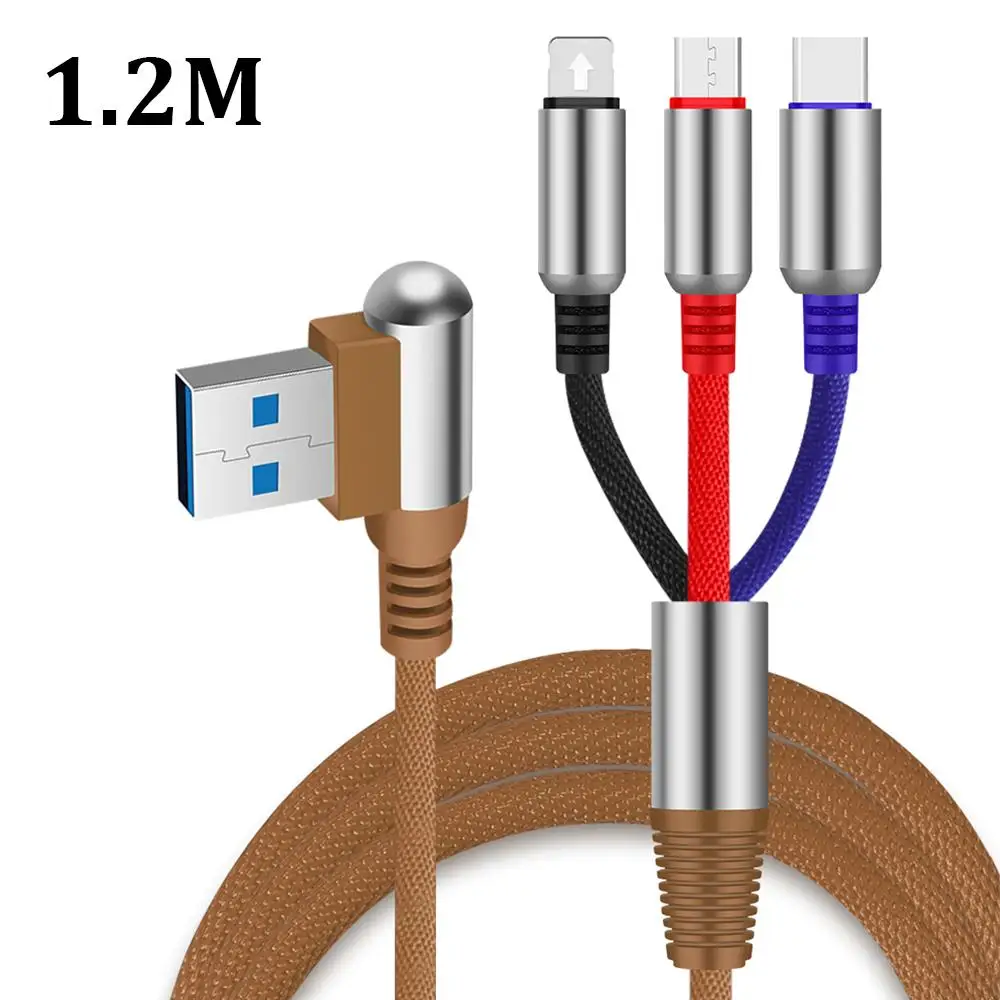 3 в 1 USB кабель 2A для мобильного телефона Micro usb зарядный шнур type C USB зарядный кабель для iPhone Micro USB зарядный шнур 1,2 м