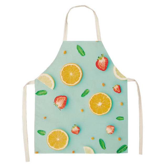 Fruit Pattern Linen Hand Wipe Sleeveless Waist Apron Home Decor Kitchen Baking Cleaning Tool Anti-stain Dining Workwear